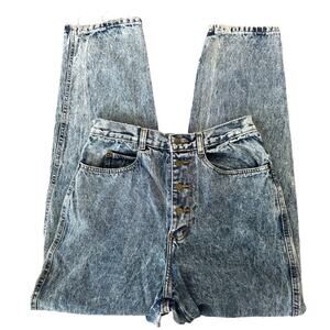1980s Essentials Sport Acid Wash Mom Jeans High Rise Button Fly M